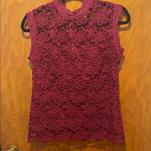 Nanette Lepore Deep Red Lace Sleeveless Top